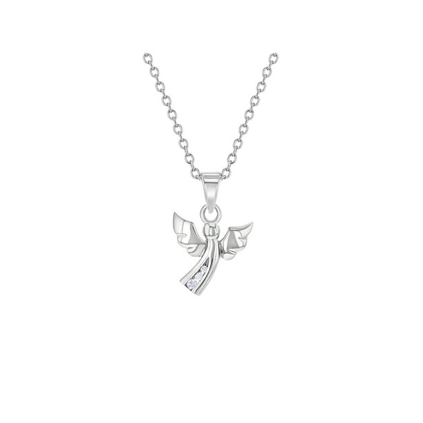 925 Sterling Silver Cubic Zirconia Angel Shaped Pendant 